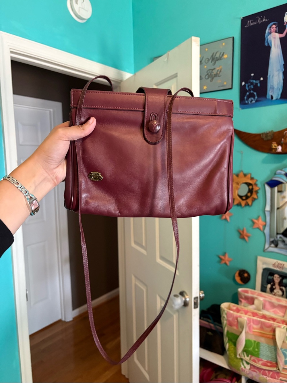Vintage Etienne Aigner Oxblood Burgundy Leather Crossbody Shoulder Bag